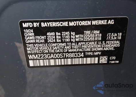 2025 Mini Countryman Cooper S z USA, uszkodzony, nr VIN WMZ23GA00S7R88334